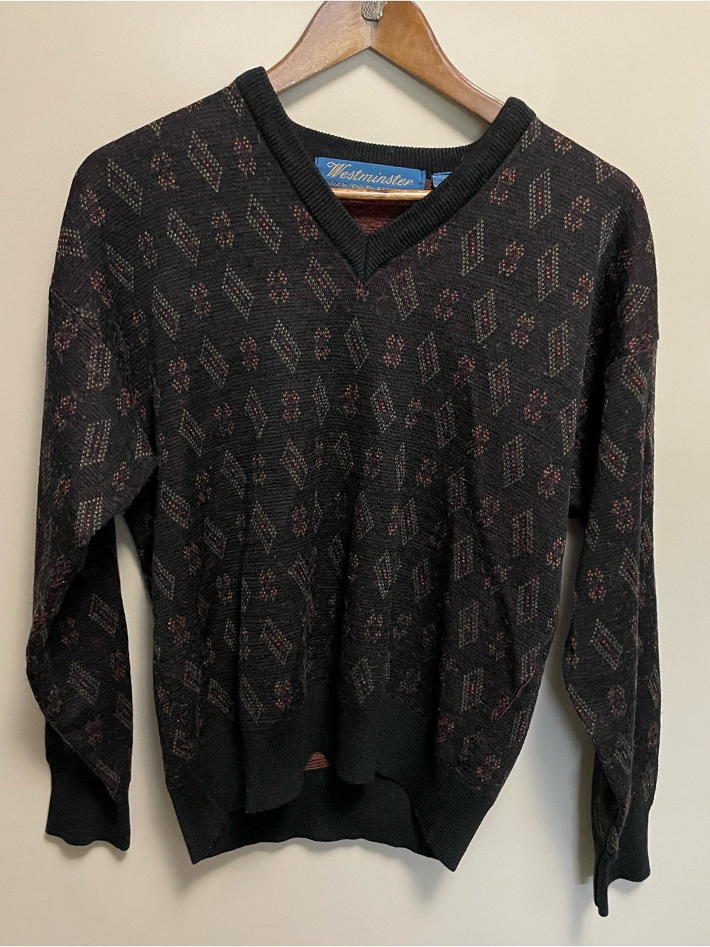 Westminster Vintage 70s Wool Blend V Neck Grandpa Sweater Men’s Medium
